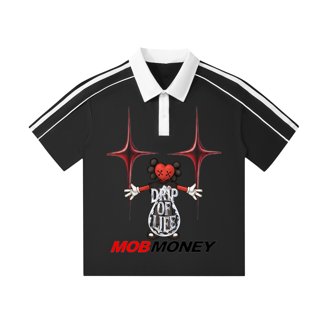 Drip Of Life Contrast Collar Short-Sleeve Polo Shirt