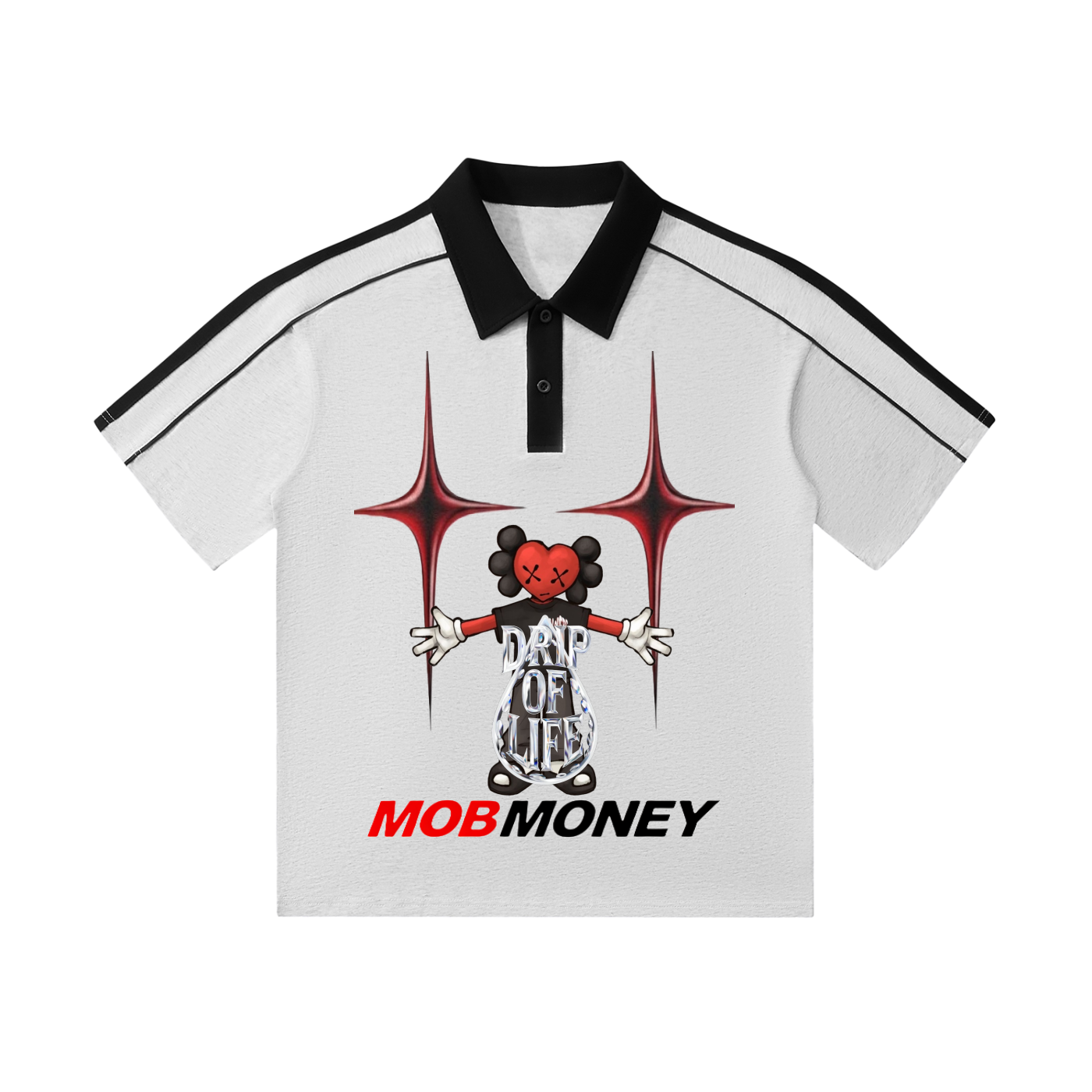 Drip Of Life Contrast Collar Short-Sleeve Polo Shirt