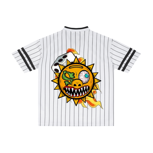 83 Baby White/Black Unisex Striped Loose V-Neck T-Shirt