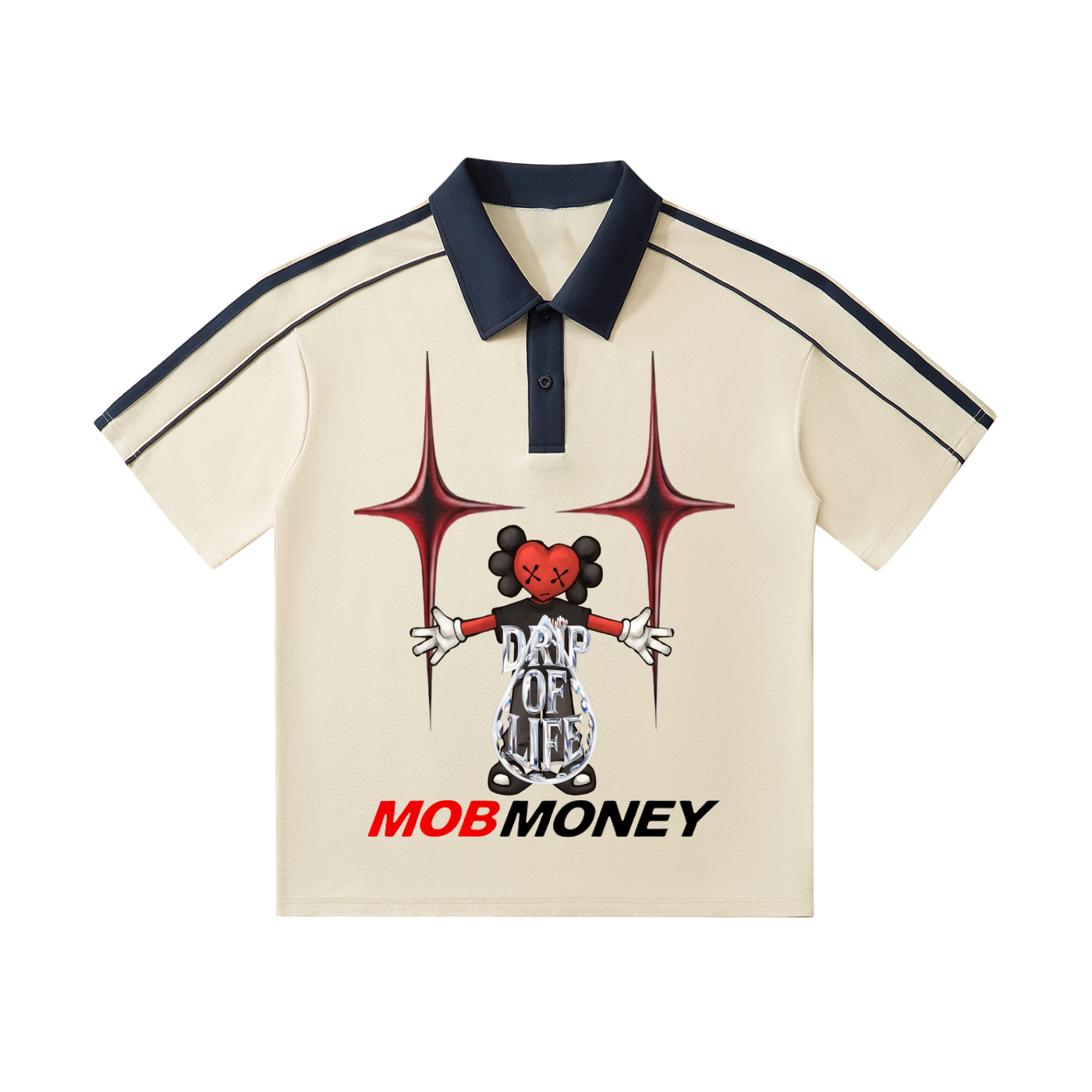 Drip Of Life Contrast Collar Short-Sleeve Polo Shirt