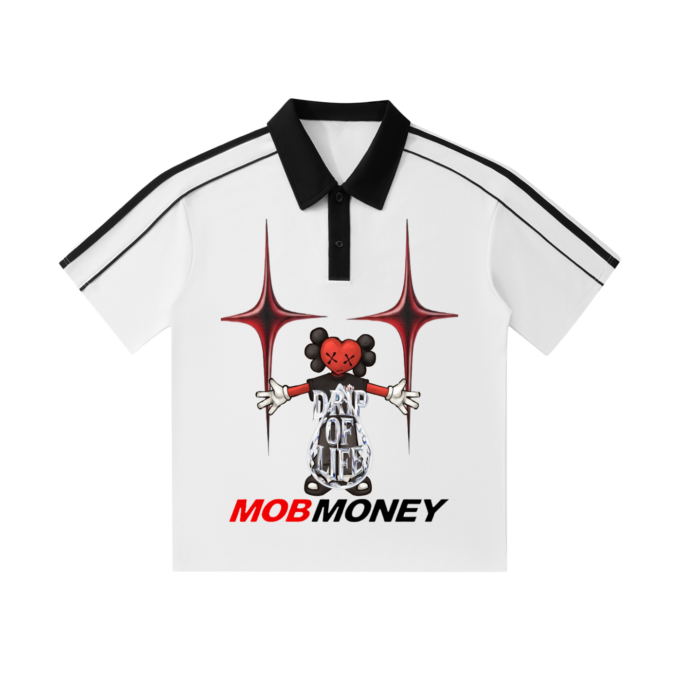 Drip Of Life Contrast Collar Short-Sleeve Polo Shirt