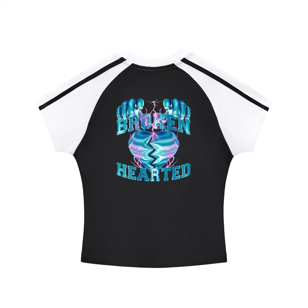 Mob Money Gang Woman’s Contrast Stripes Bodycon Raglan  Sleeve T-Shirt